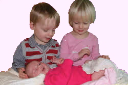 twins admiring Stella